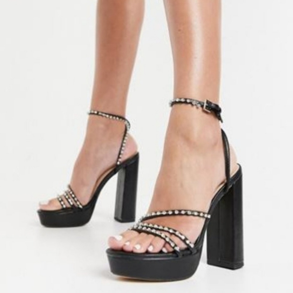 BNIB Strappy Diamante Crystal Platform Heels